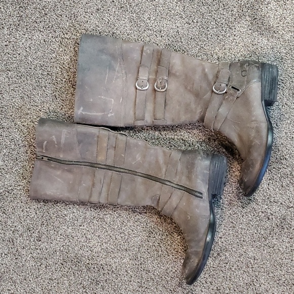 Born Women IVY Comfort Distressed Leather Moto Tall Riding Shoes Boots sz 7.5 - Picture 7 of 12